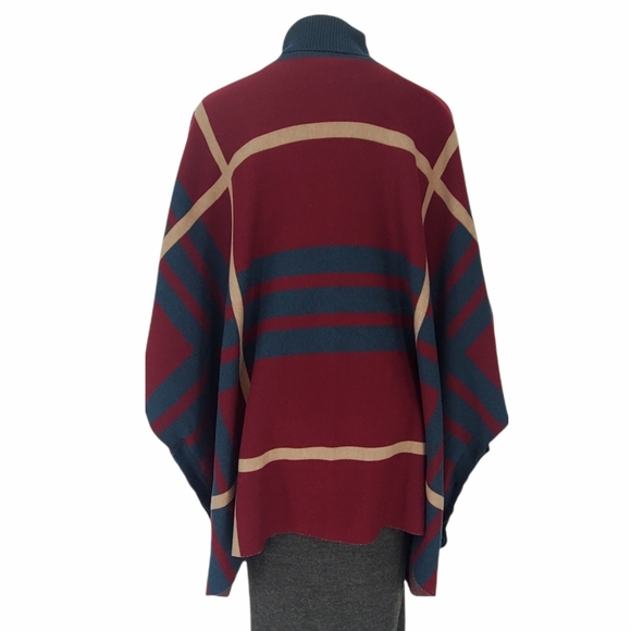 Modcloth Warm Plaid Poncho with Turtleneck  size M/L - Picture 7 of 9